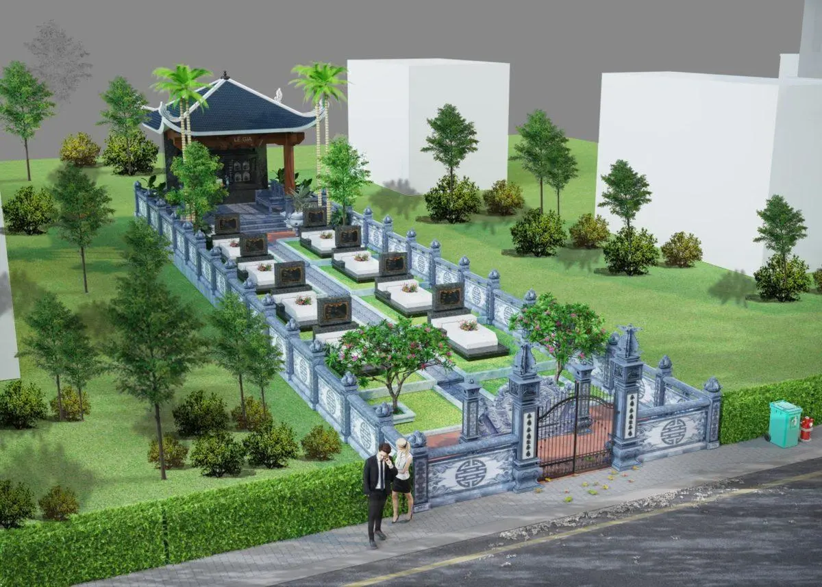 Mộ đặt theo chiều khu lăng mộ