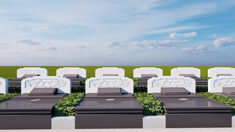 Phối cảnh khuôn viên mộ đơn đá granite, Công viên Thiên Đường