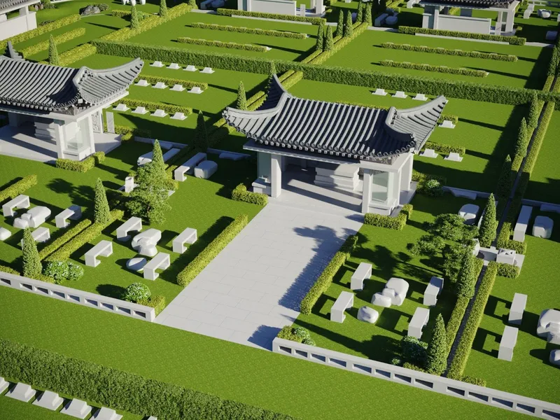 Phối cảnh khu mộ gia tộc tại Công viên Nghĩa trang Thiên Đường