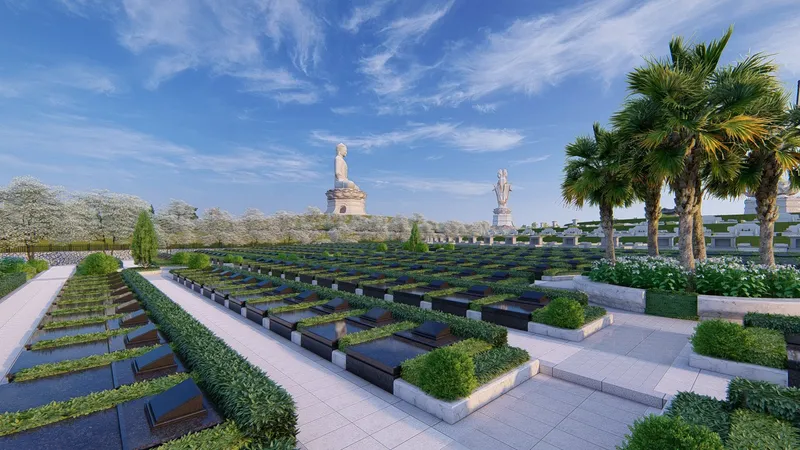 Phối cảnh 3D toàn khu mộ đơn tại Công viên Thiên Đường