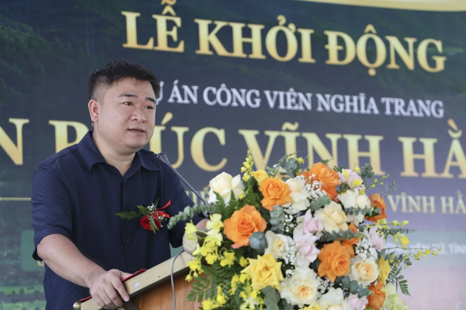 Đại diện chủ đầu tư, đối tác chiến lược phát biểu tại lễ khởi động dự án Thiên Phúc Vĩnh Hằng Viên